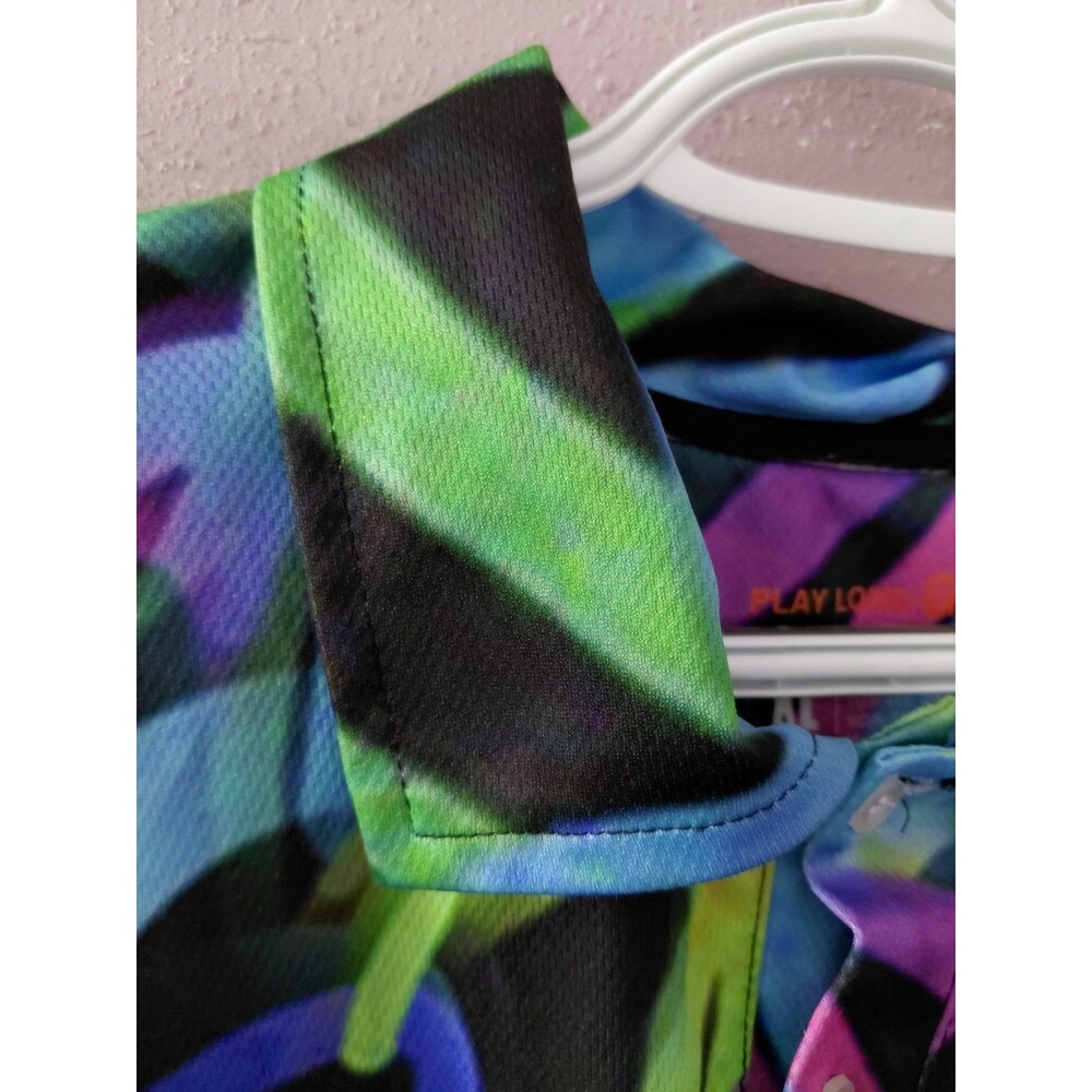 Play Loud Golf Polo Shirt Men's XL Multi Color Psychedelic Swirl Performance - Picture 3 of 9